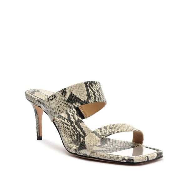 Schutz | Women's Aruana Snake-Embossed Leather Sandal-Natural Snake