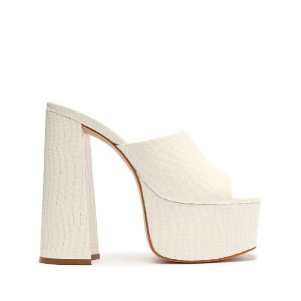 Schutz | Women's Darah Crocodile-Embossed Leather Sandal-White