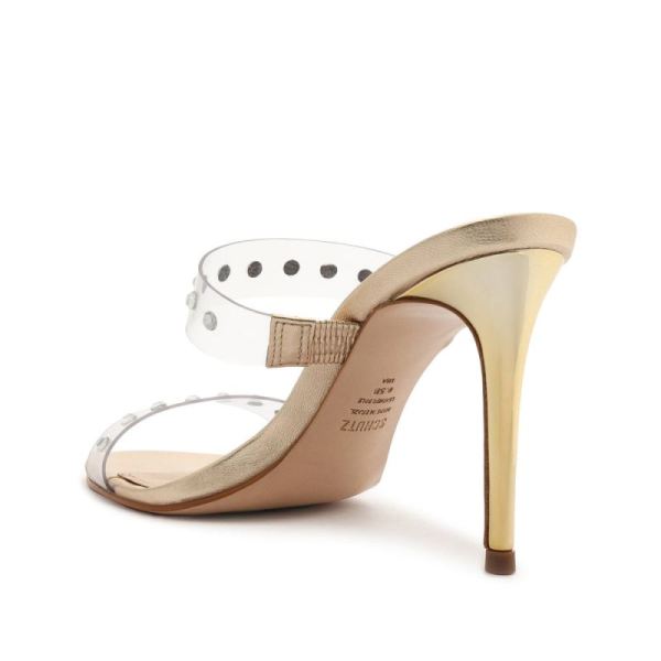 Schutz | Women's Ariella Crystal Metallic Leather Sandal-Gold