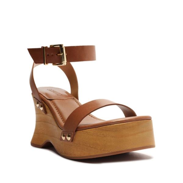 Schutz | Women's Lansy Leather Sandal-Deep Beige