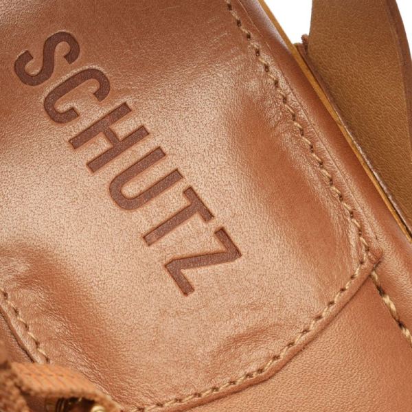 Schutz | Women's Lansy Leather Sandal-Deep Beige