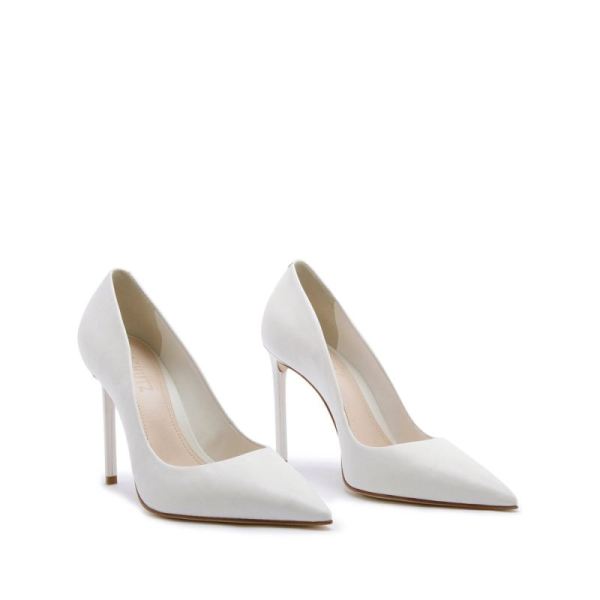 Schutz | Women's Lou Leather Pump in White | Pointed Toe Shoe  -White