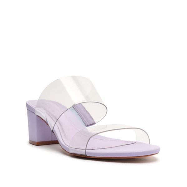 Schutz | Women's Victorie Nappa Leather&Vinyl Sandal-Smoky Grape