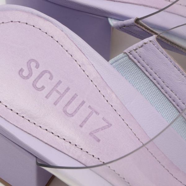 Schutz | Women's Victorie Nappa Leather&Vinyl Sandal-Smoky Grape