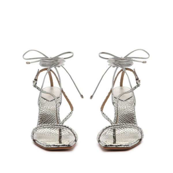 Schutz | Women's Vikki Metallic Leather Sandal-Silver