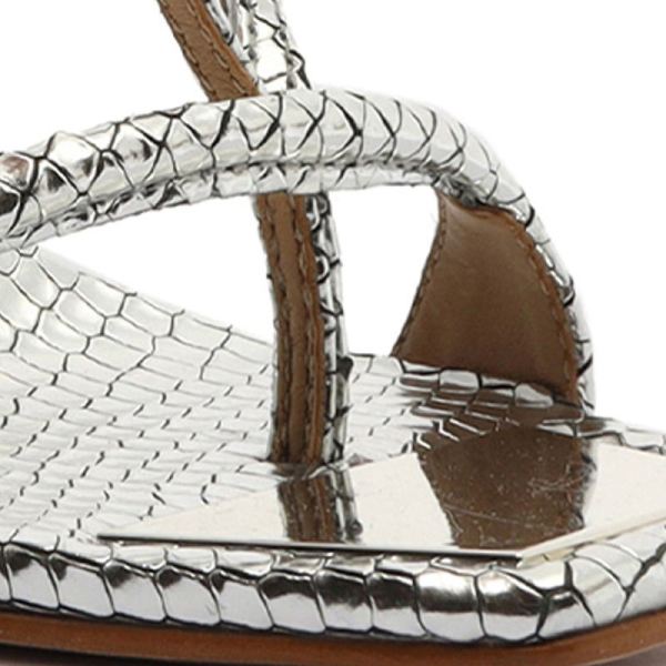 Schutz | Women's Vikki Metallic Leather Sandal-Silver