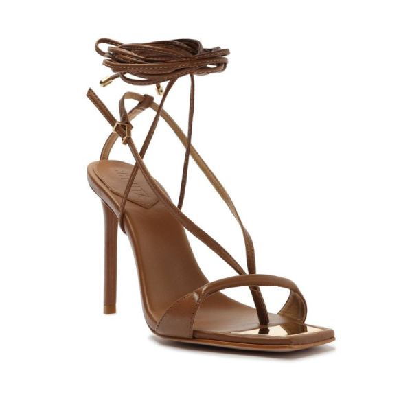 Schutz | Women's Vikki Leather Sandal-Deep Nude