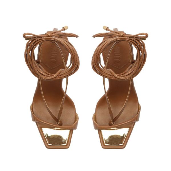 Schutz | Women's Vikki Leather Sandal-Deep Nude