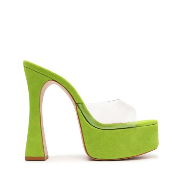 Schutz | Women's Haila Vinyl&Suede Sandal-Green