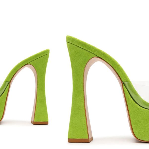 Schutz | Women's Haila Vinyl&Suede Sandal-Green