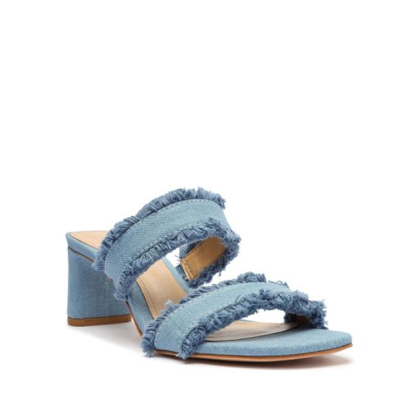 Schutz | Women's Amely Mid Block Fabric Sandal-Summer Jeans