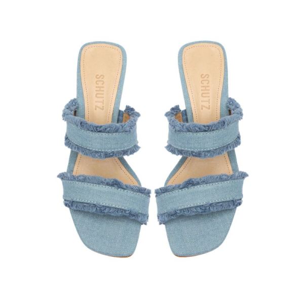 Schutz | Women's Amely Mid Block Fabric Sandal-Summer Jeans