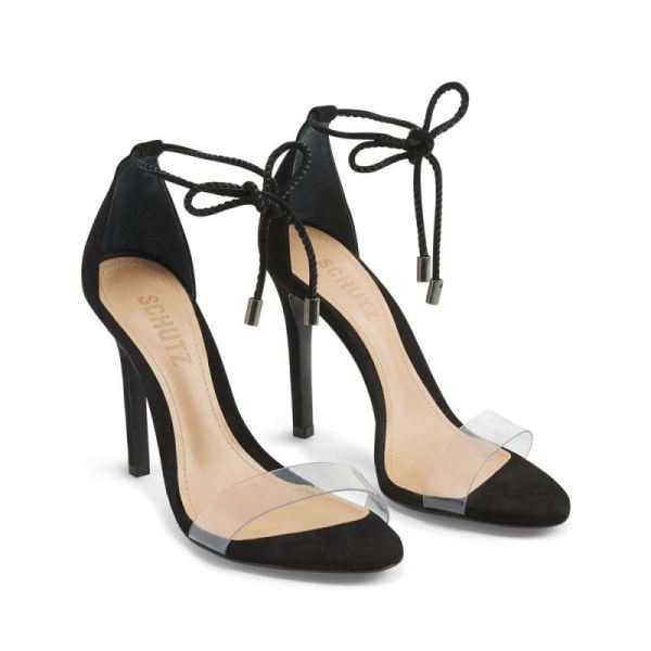 Schutz | Women's Josseana High Heel Sandal in Nubuck  -Black