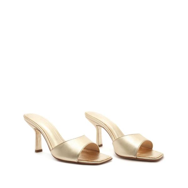 Schutz | Women's Posseni Metallic Leather Sandal-Gold