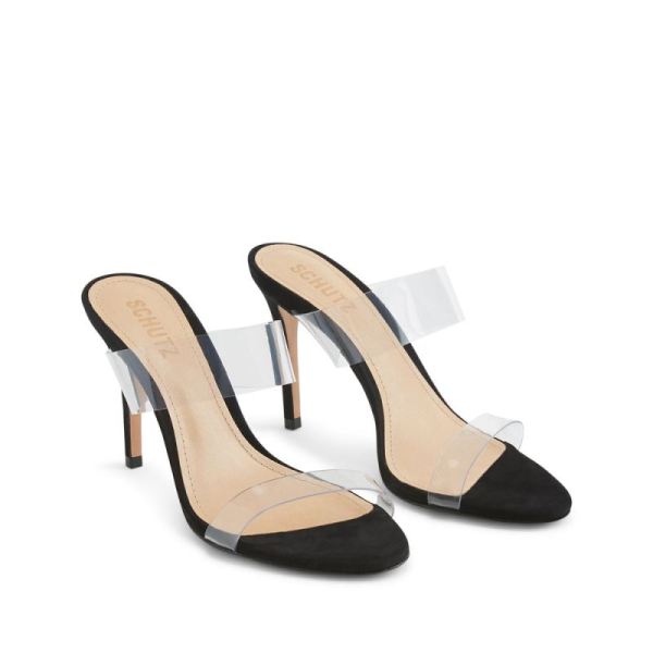 Schutz | Women's Ariella Sandal: Vinyl Straps and a Stiletto Heel  -Black