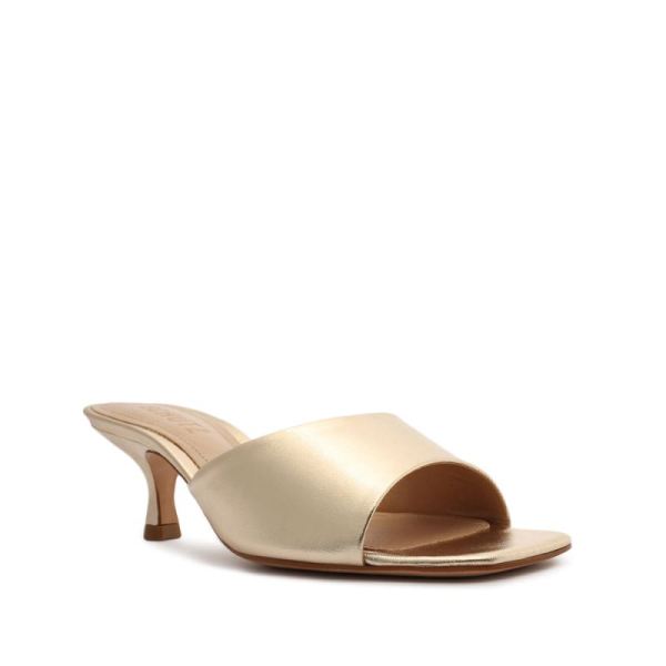 Schutz | Women's Dethalia Metallic Leather Sandal-Platina Gold