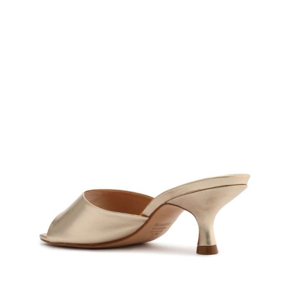 Schutz | Women's Dethalia Metallic Leather Sandal-Platina Gold