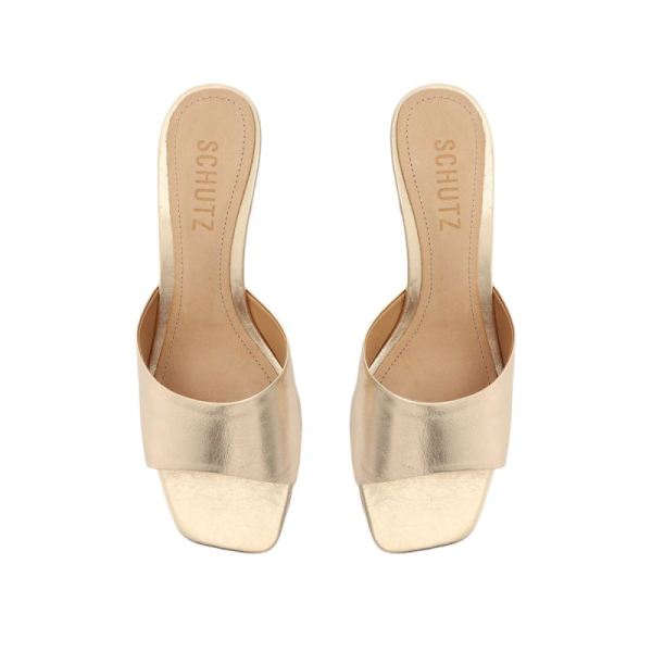 Schutz | Women's Dethalia Metallic Leather Sandal-Platina Gold