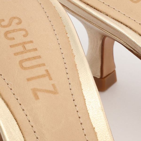 Schutz | Women's Dethalia Metallic Leather Sandal-Platina Gold