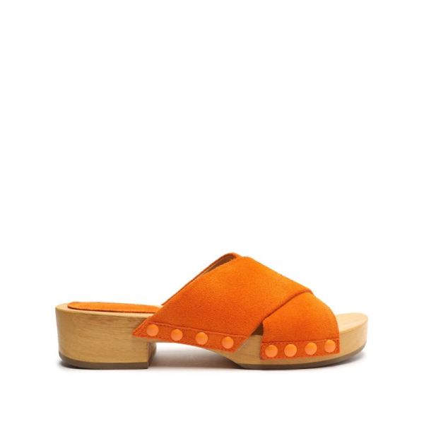 Schutz | Women's Jett Suede Sandal-Bright Tangerine