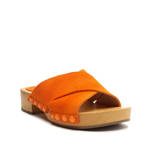 Schutz | Women's Jett Suede Sandal-Bright Tangerine