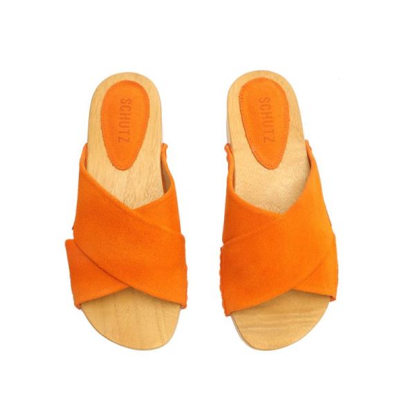 Schutz | Women's Jett Suede Sandal-Bright Tangerine