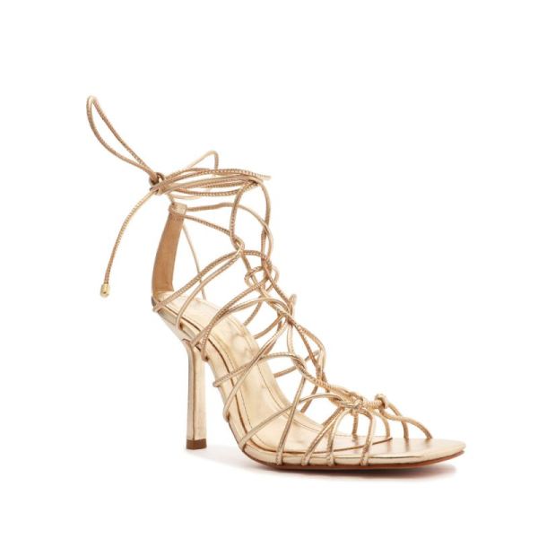 Schutz | Women's Heyde Metallic Leather Sandal-Platina Gold