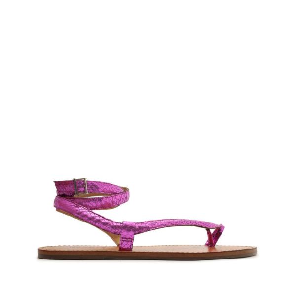 Schutz | Women's Courtney Metallic Leather Sandal-Bright Violet