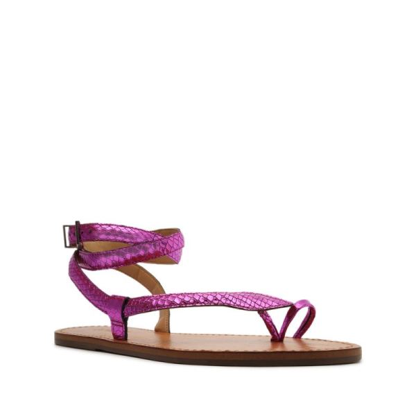 Schutz | Women's Courtney Metallic Leather Sandal-Bright Violet