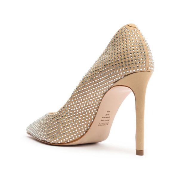 Schutz | Women's Lou Crystal Nubuck&Rhinestones Pump-Light Nude