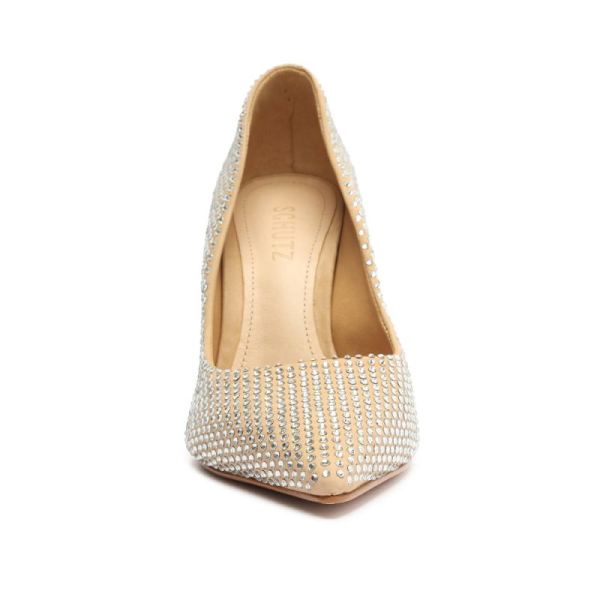 Schutz | Women's Lou Crystal Nubuck&Rhinestones Pump-Light Nude