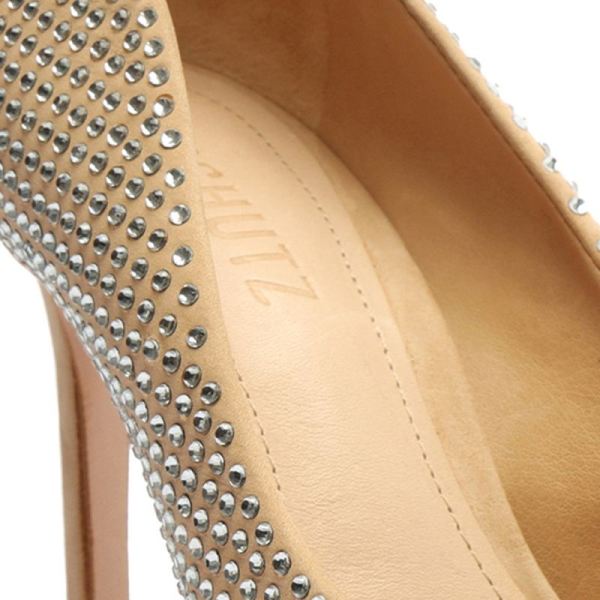 Schutz | Women's Lou Crystal Nubuck&Rhinestones Pump-Light Nude