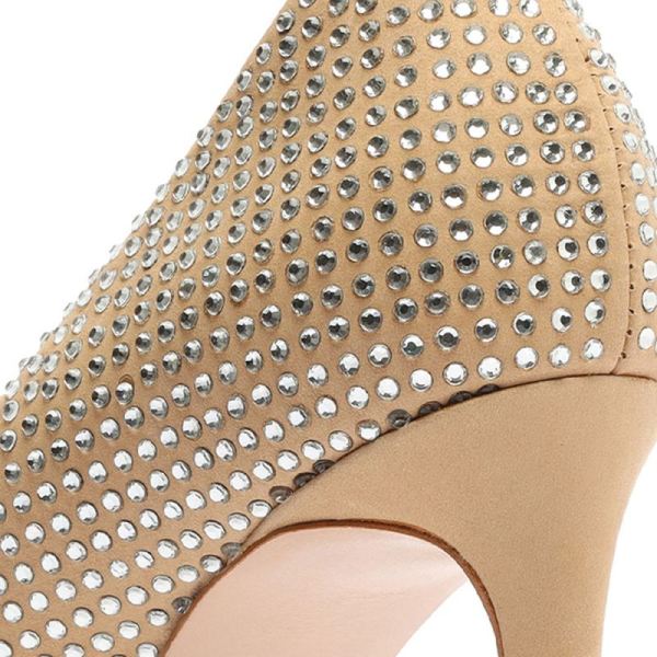 Schutz | Women's Lou Crystal Nubuck&Rhinestones Pump-Light Nude