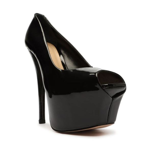 Schutz | Women's Zelda Platform Patent Peep Toe-Black