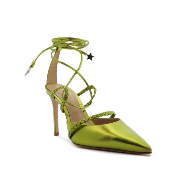 Schutz | Women's Lunah Metallic Nappa Leather Pump-Green Yellow