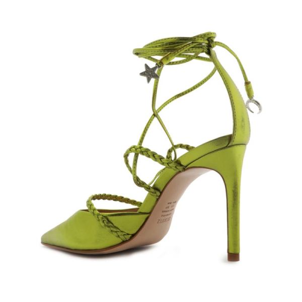 Schutz | Women's Lunah Metallic Nappa Leather Pump-Green Yellow