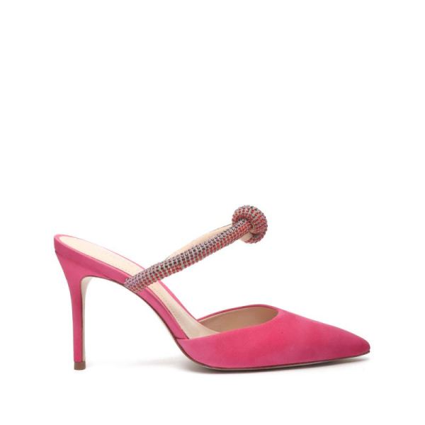 Schutz | Women's Lou Leather Pump in White | Pointed Toe Shoe -Pink