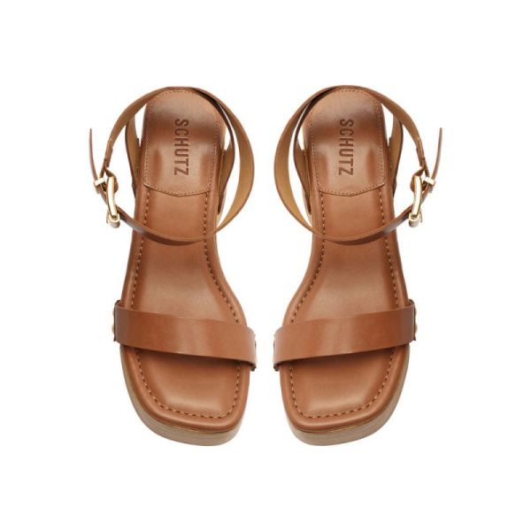 Schutz | Women's Lansy Leather Sandal-Deep Beige