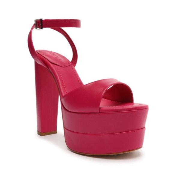 Schutz | Women's Kaila Platform Nappa Leather Sandal-Hot Pink