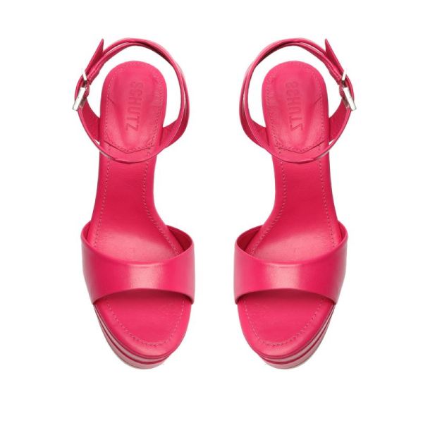 Schutz | Women's Kaila Platform Nappa Leather Sandal-Hot Pink