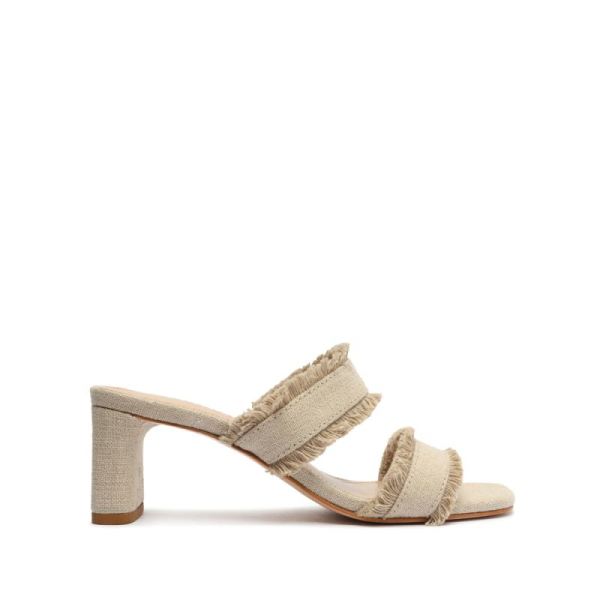 Schutz | Women's Amely Mid Block Fabric Sandal-Oyster