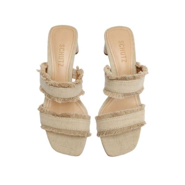 Schutz | Women's Amely Mid Block Fabric Sandal-Oyster