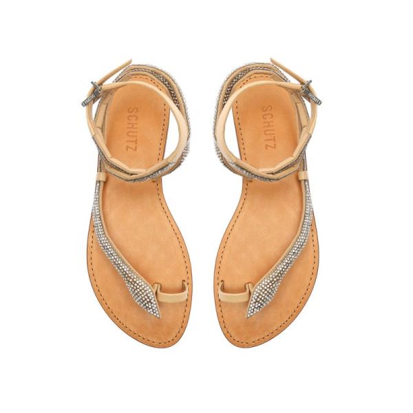 Schutz | Women's Courtney Crystal Sandal-Beige