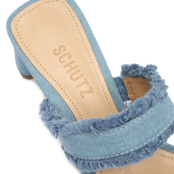 Schutz | Women's Amely Mid Block Fabric Sandal-Summer Jeans
