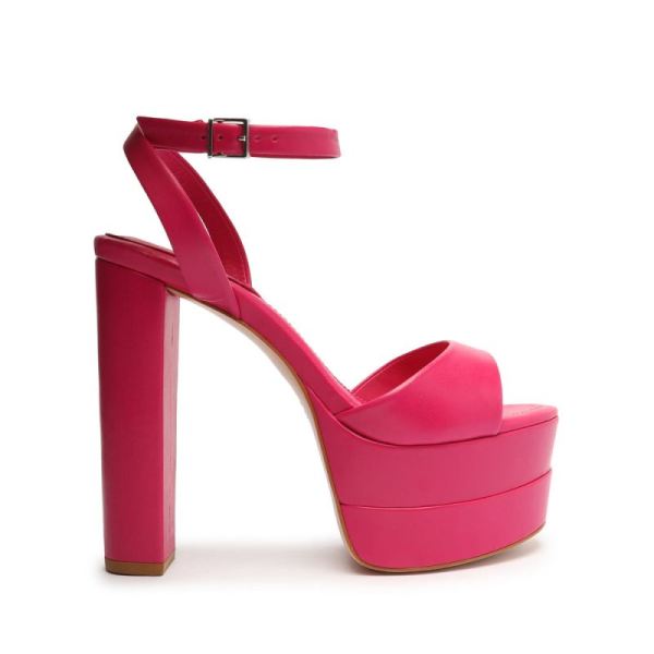 Schutz | Women's Kaila Platform Nappa Leather Sandal-Hot Pink