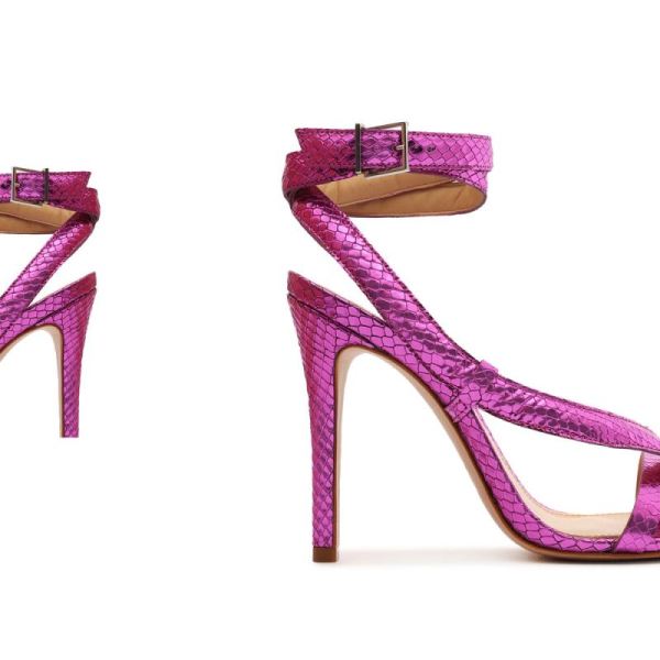 Schutz | Women's Courtney High Metallic Sandal-Bright Violet