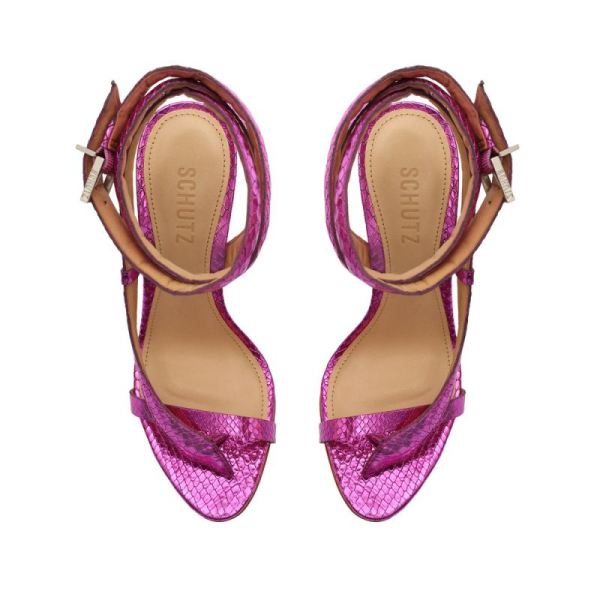 Schutz | Women's Courtney High Metallic Sandal-Bright Violet