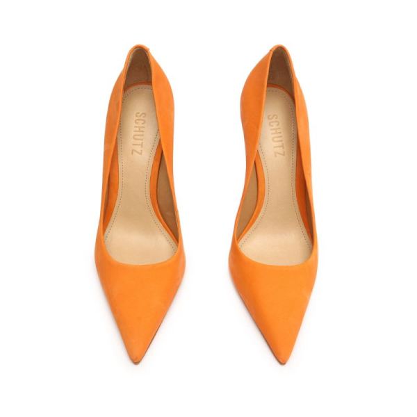 Schutz | Women's Lou Nubuck Pump-Bright Tangerine