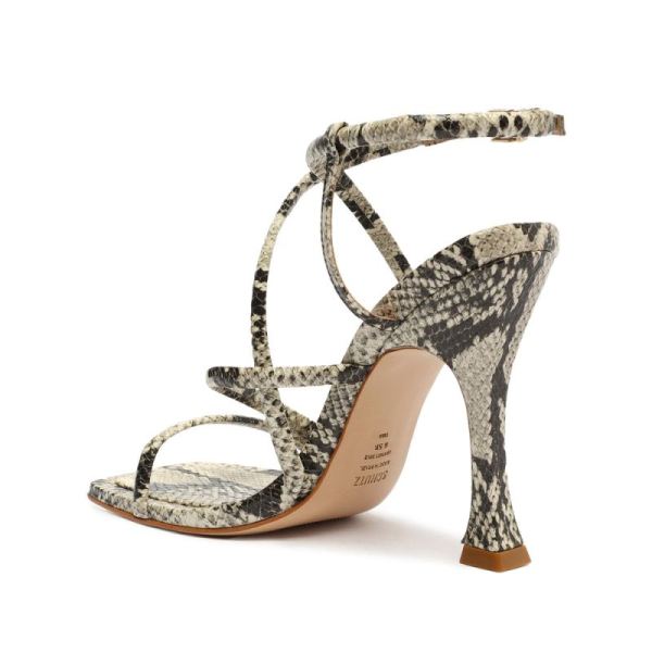 Schutz | Women's Lovi Snake-Embossed Leather Sandal-Natural Snake