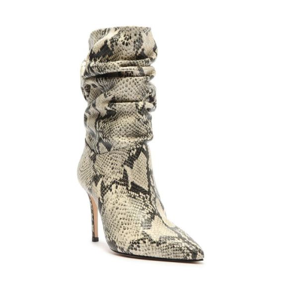 Schutz | Women's Ashlee Snake-Embossed Leather Bootie-Natural Snake